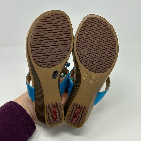 Vionic Women's Della Blue Slip On Wedge Sandals Size 6.5 with Bow Detail Summer - Picture 8 of 12